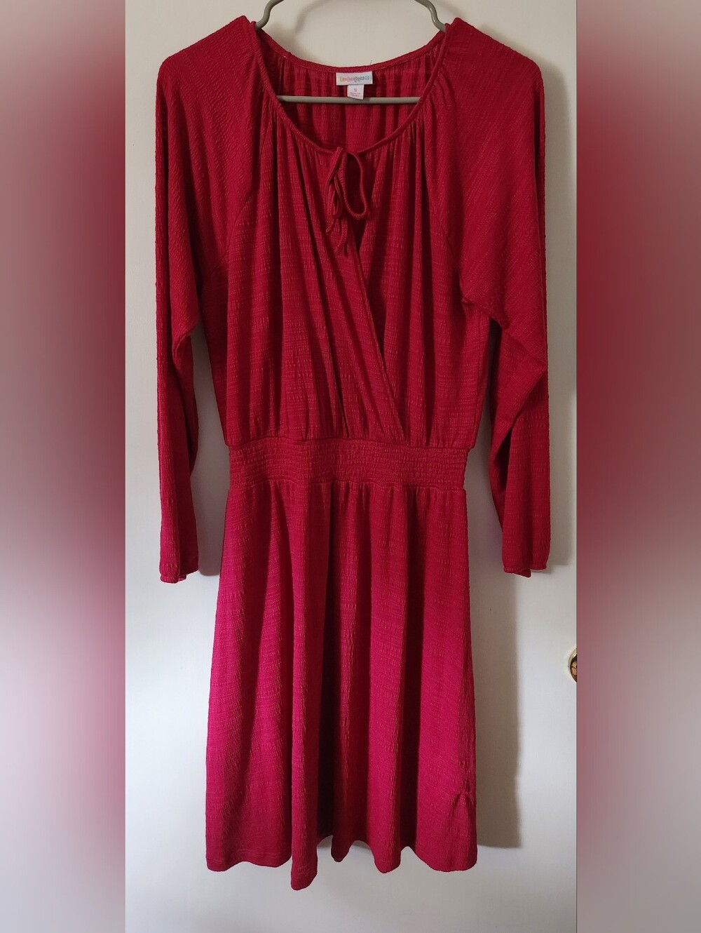 LuLaRoe Dark Pink Long Sleeve V-Neck Dress